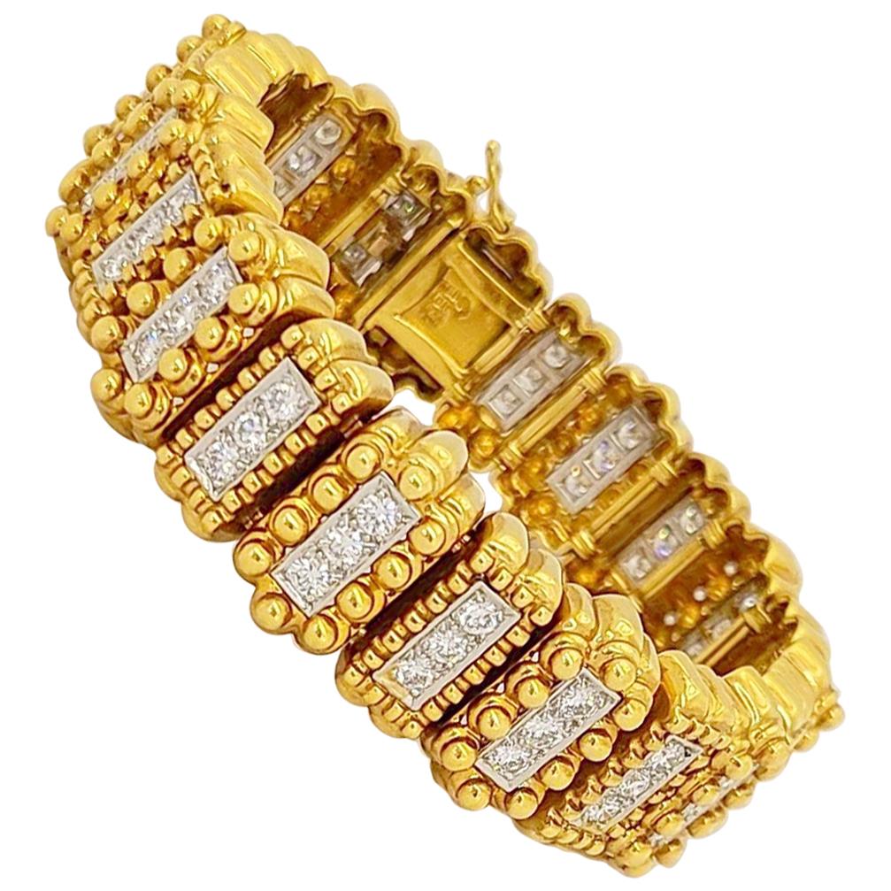 Bracelet Chaavae en platine et or 18 carats avec diamants de 4,50 carats