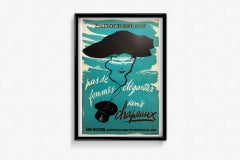 1957 exhibition poster by Chabrolle "No elegant women without hats" - Fashion