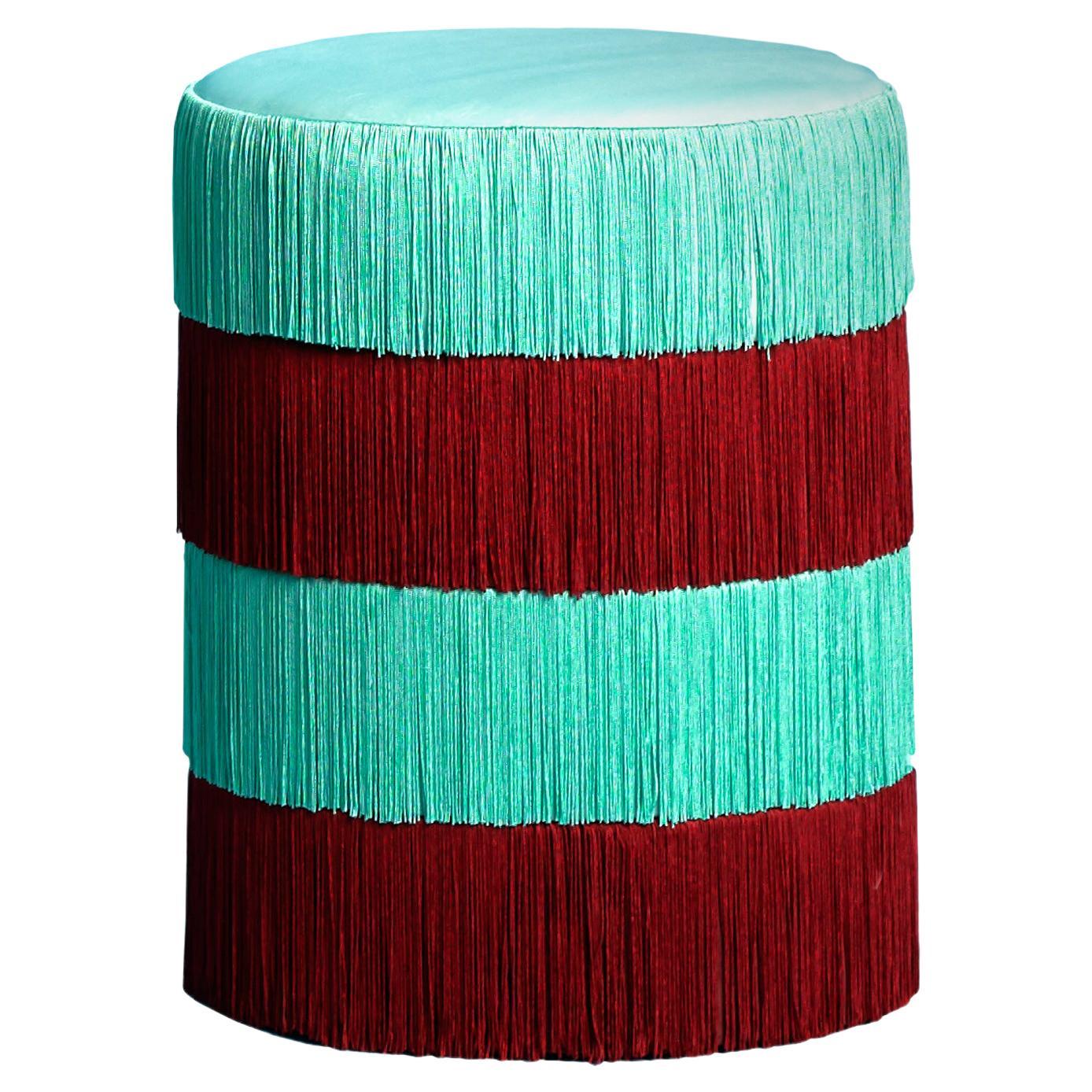 ChaChaCha Pouf by Houtique, Turquoise and Red For Sale
