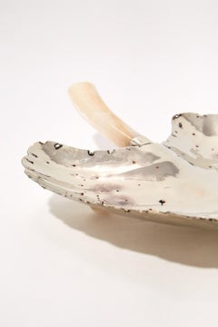 Chaco Leaf Small Tray, Cream Onyx Stone & Alpaca Silver