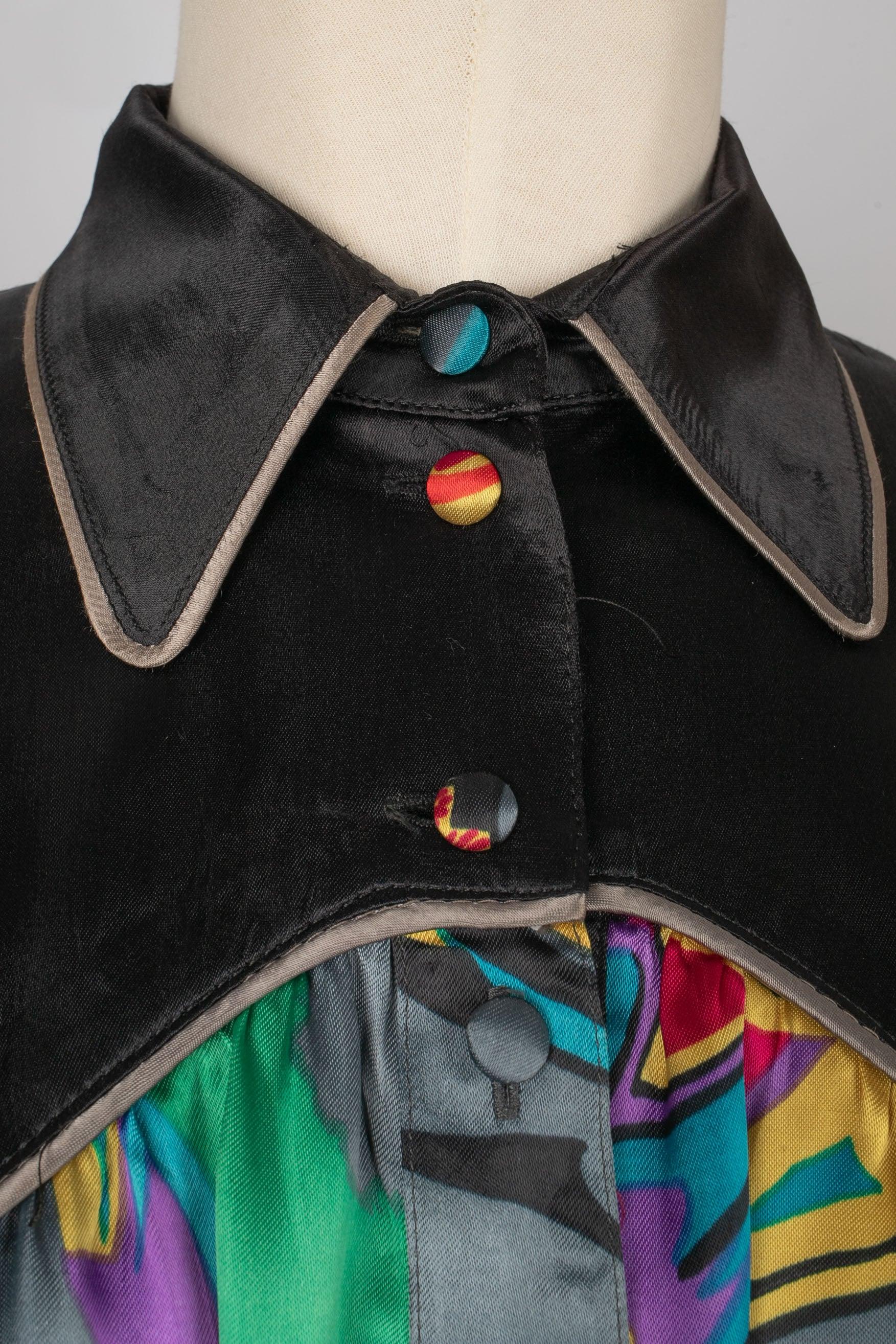 Chacok Long Multicolored Dress with Faces Design For Sale 1
