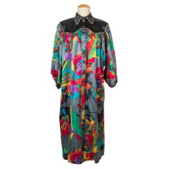 Vintage Chacok Long Multicolored Dress with Faces Design