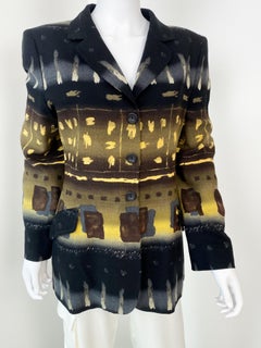 Chacok Paris Abstract Print Black and Yellow Long Jacket Size 10/12