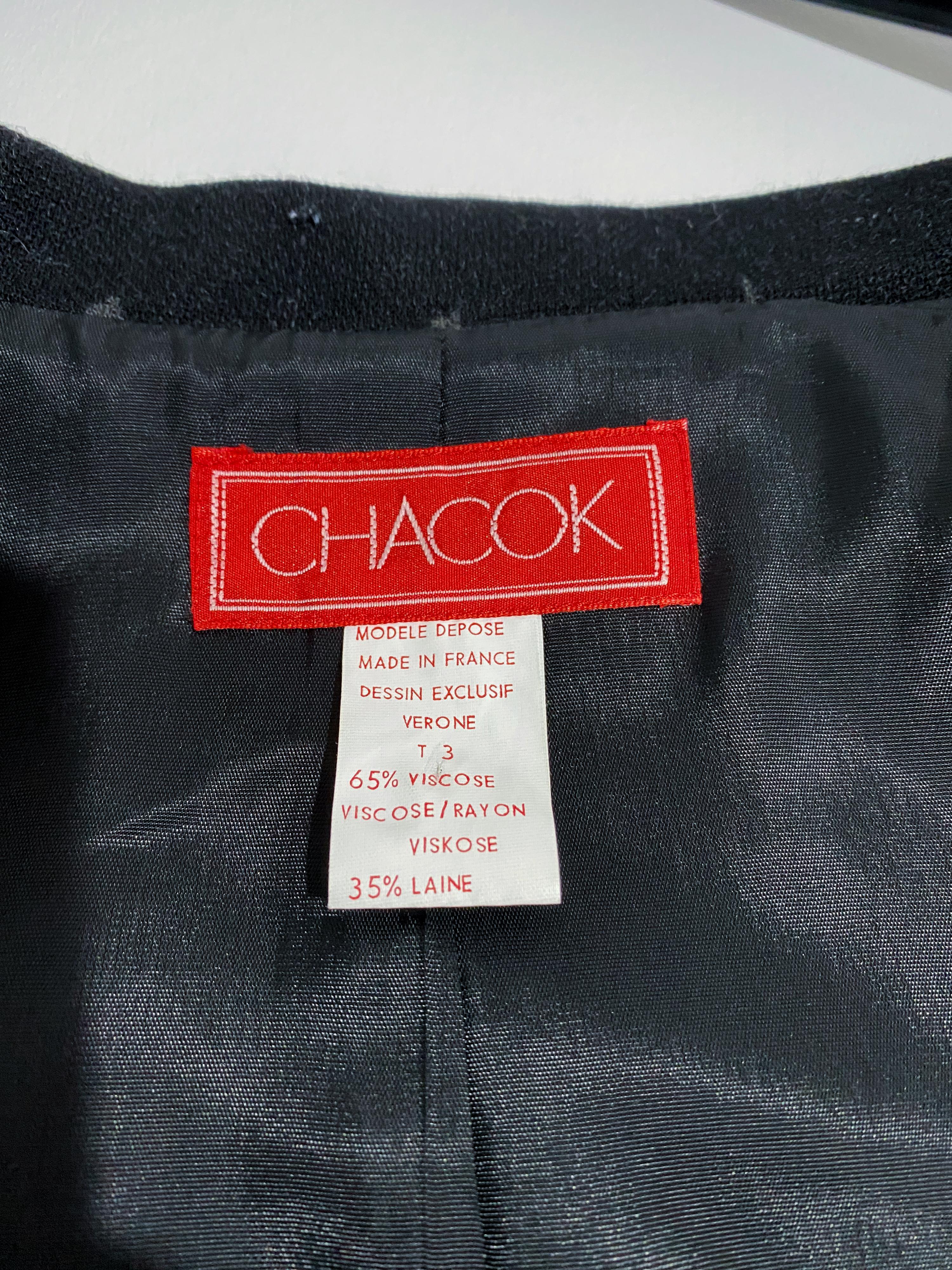 Chacok Paris, veste longue noire et jaune à imprimé abstrait, taille 10/12 en vente 4