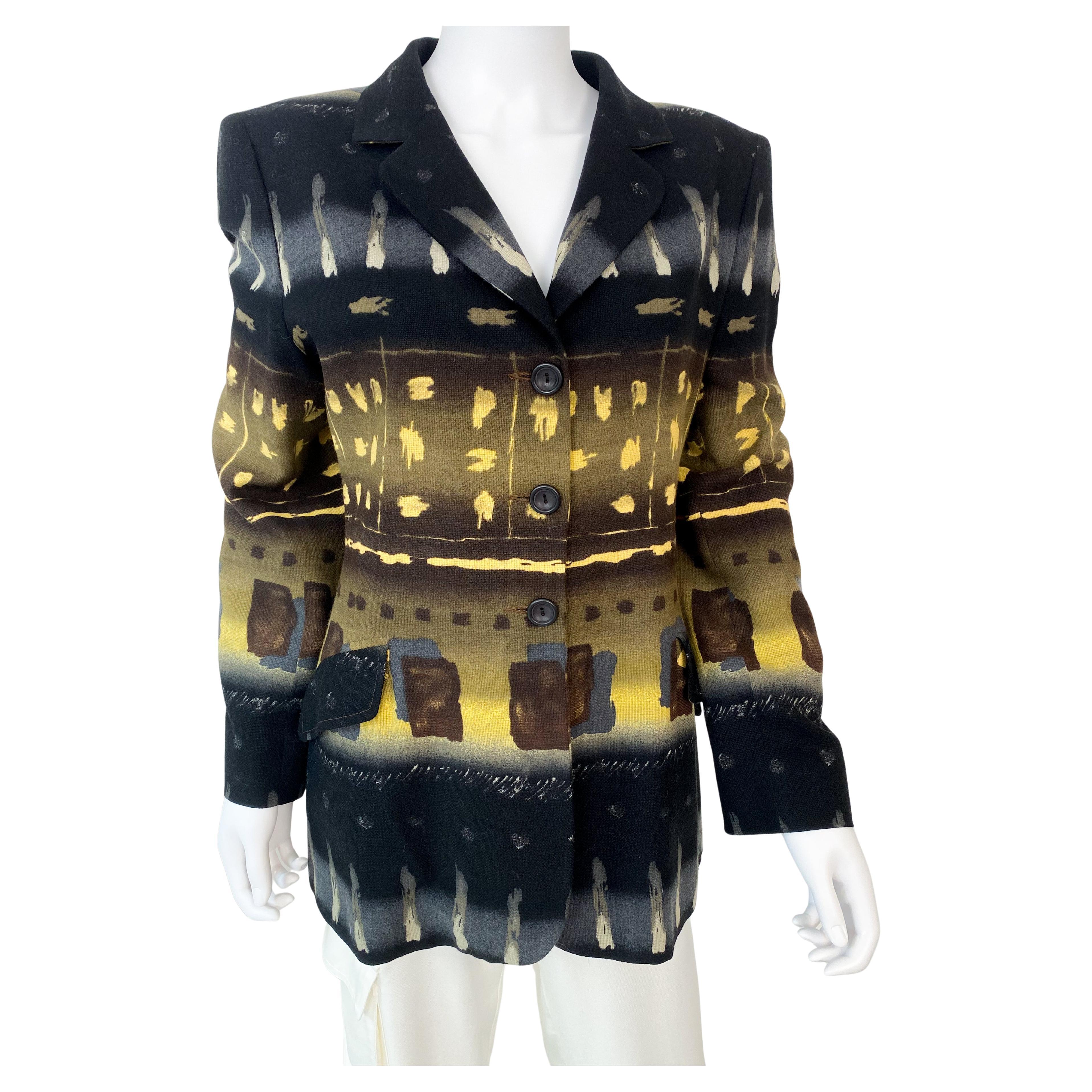 Giacca lunga Chacok Paris con stampa astratta nera e gialla taglia 10/12