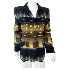 Chacok Paris Abstract Print Black and Yellow Long Jacket Size 10/12