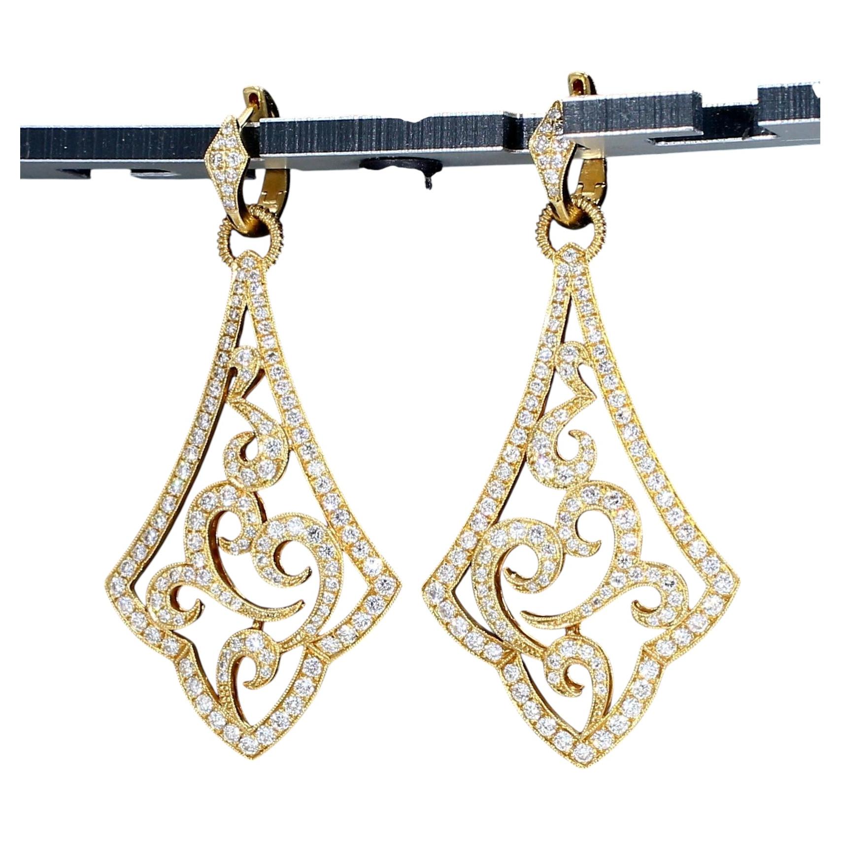 Chad Allison Spiral 18k Yellow Gold Earrings with Diamonds - G/SI1 ~2ctw