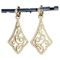 Chad Allison Spiral 18k Yellow Gold Earrings with Diamonds - G/SI1 ~2ctw