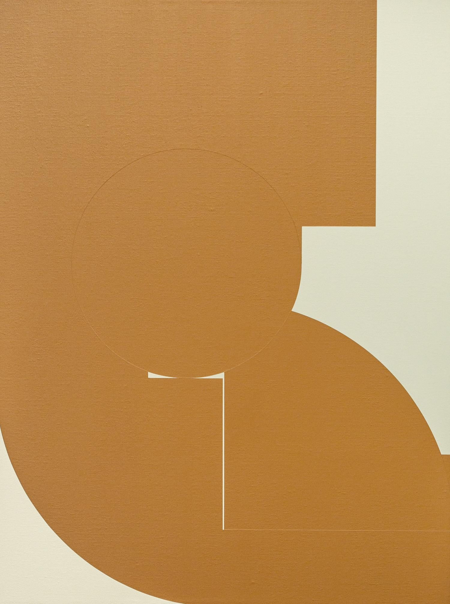 Chad Hasegawa Abstract Painting - "Untitled (Rust)", Abstract, Brown and Beige Acrylic Painting