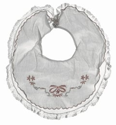 Used Aliboo Bib: Still Life Photograph of White & Pink Child's Embroidered Clothing