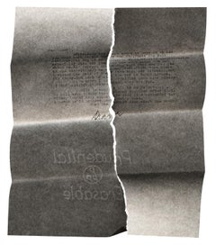 "Diane Arbus" (Black & White Still Life Scanograph Photograph of Torn Letter)