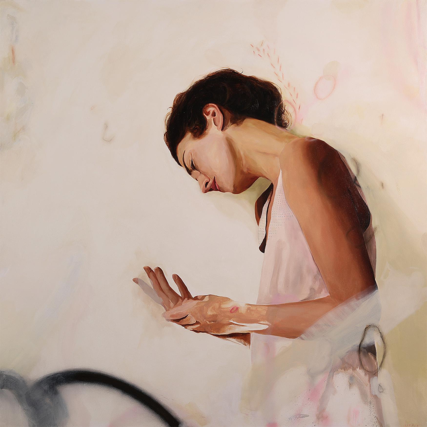 Portrait Painting de Chad Little - Una mezcla de palmas sudorosas y dedos enredados