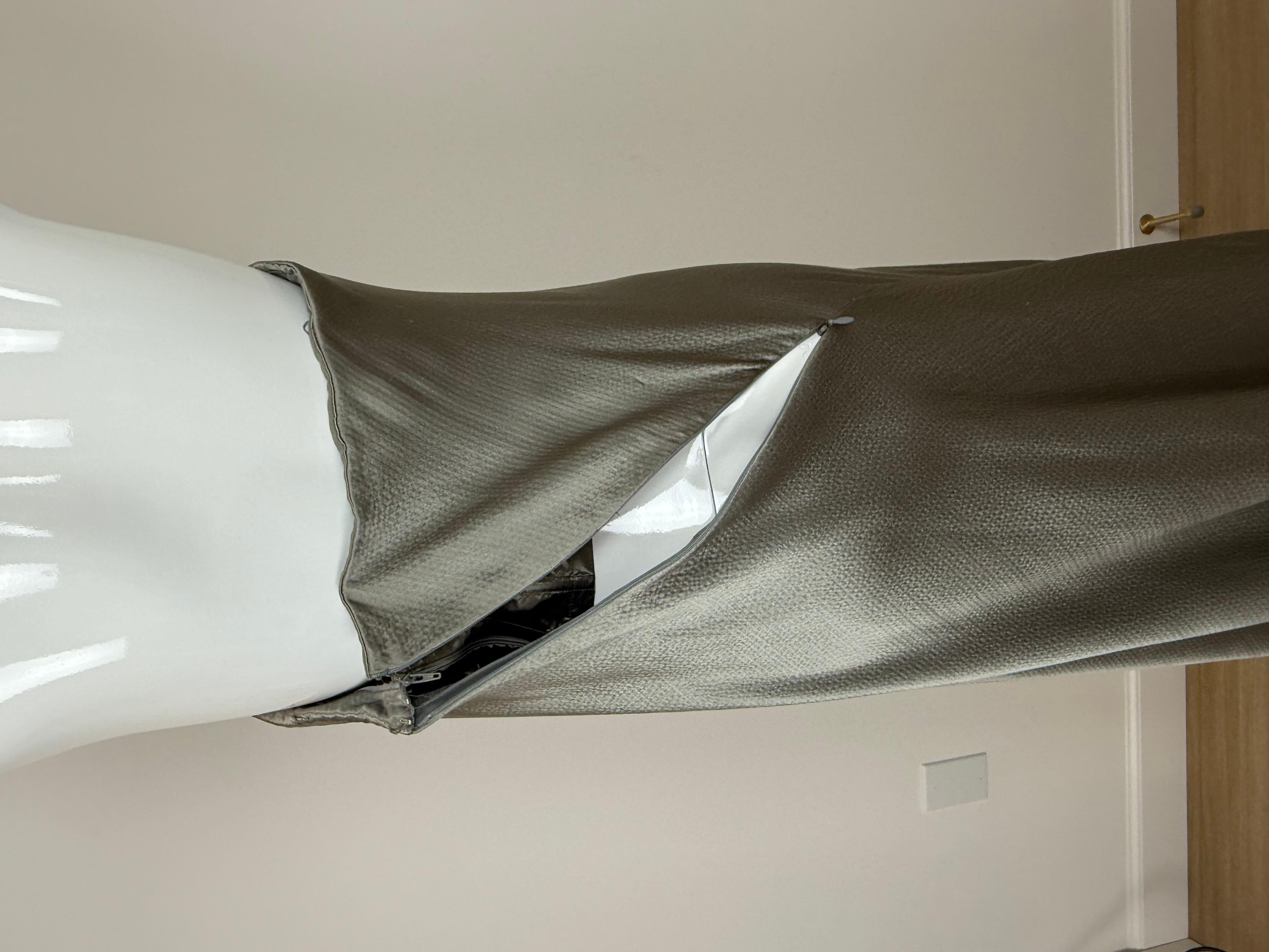 Chado Ralph Rucci 2000, abito da sera vintage in seta peltro, maxi vestito in vendita 5