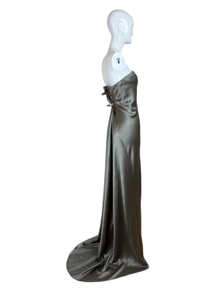CHADO RALPH RUCCI 2000's Vintage Silk Pewter Evening Gown Maxi Dress at  1stDibs