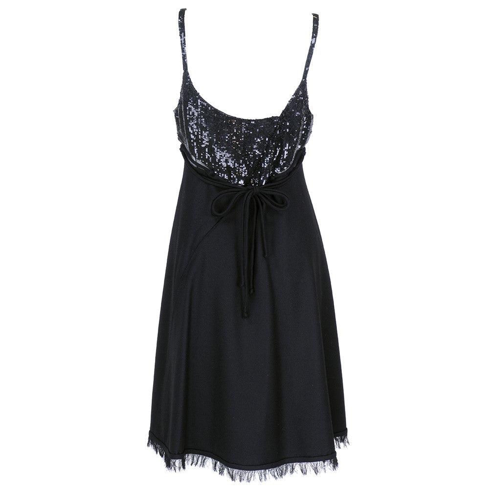 Chado Ralph Rucci Black Cashmere & Sequin Dress In Excellent Condition For Sale In Los Angeles, CA