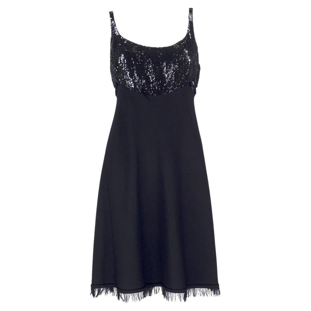 Chado Ralph Rucci Black Cashmere & Sequin Dress For Sale
