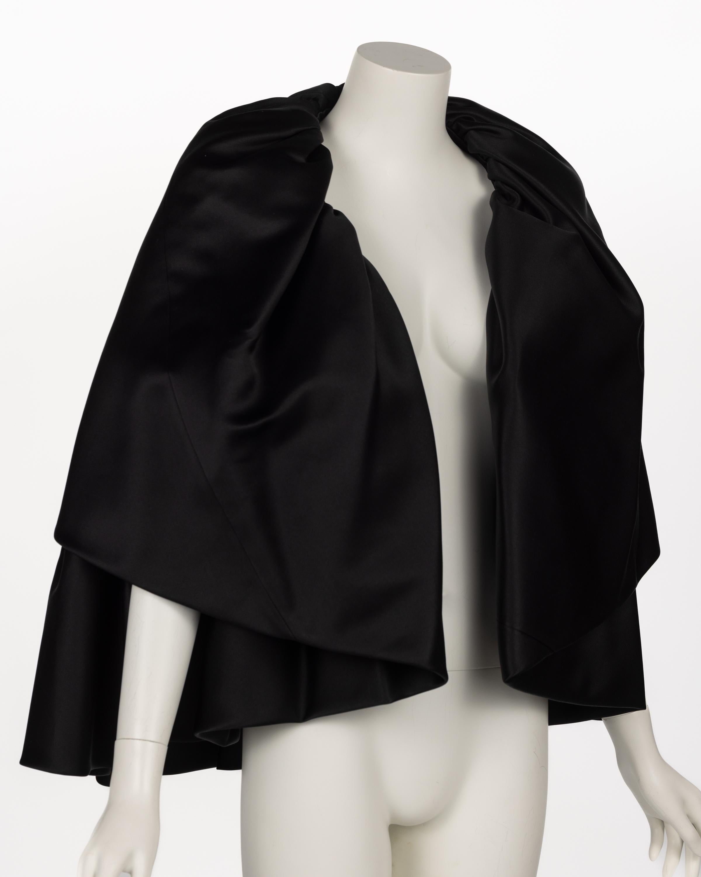 Women's Chado Ralph Rucci Black Silk Cape For Sale