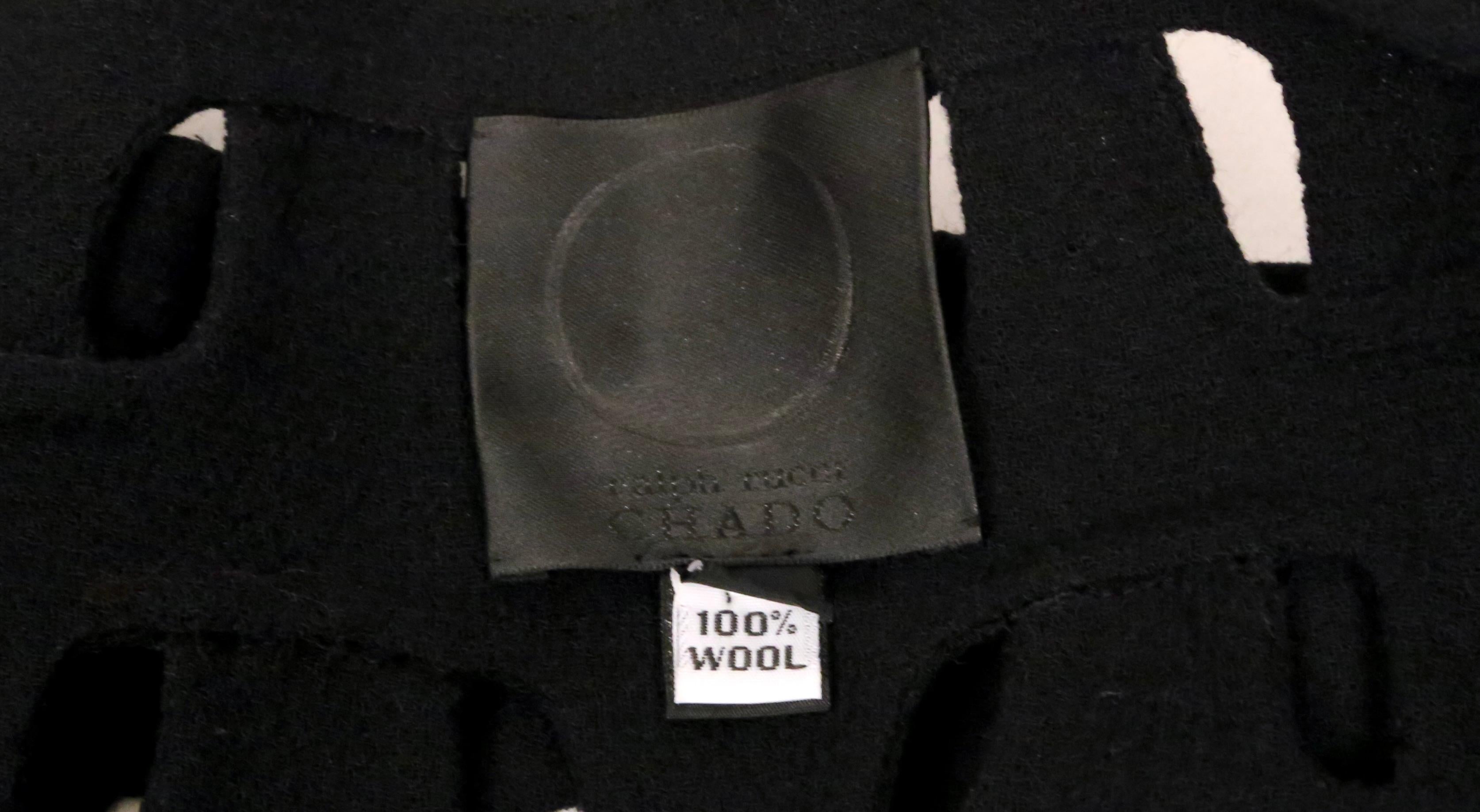 CHADO RALPH RUCCI black wool jacket with intricate hand sewn cut outs 4