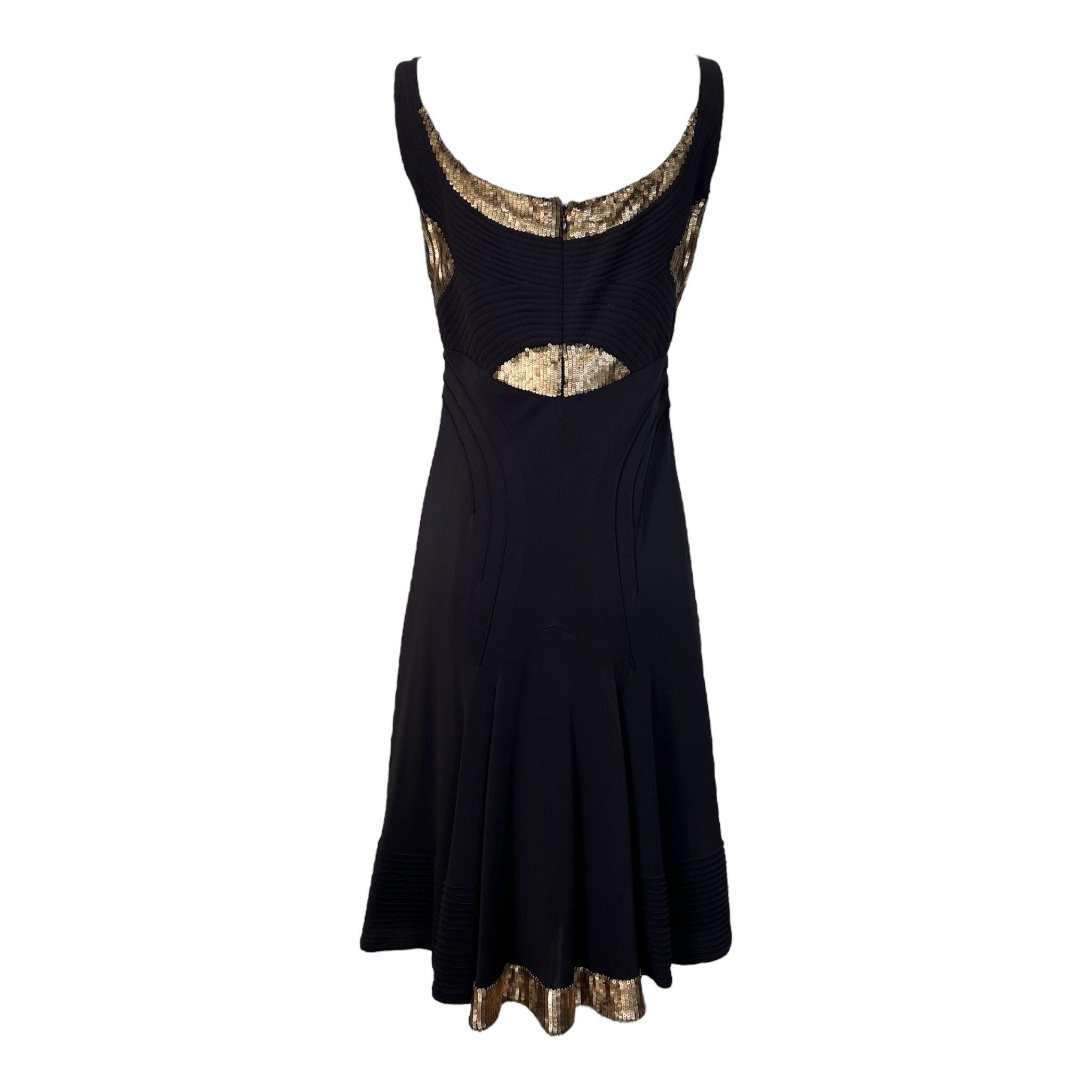 Chado Ralph Rucci Brown Robe en jersey avec paillettes d'or, années 2000 Neuf - En vente à Los Angeles, CA