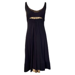 Chado Ralph Rucci Brown Robe en jersey avec paillettes d'or, années 2000