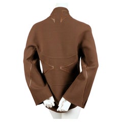 CHADO RALPH RUCCI brown wool jacket with metallic leather inserts