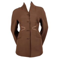CHADO RALPH RUCCI brown wool jacket with metallic leather inserts