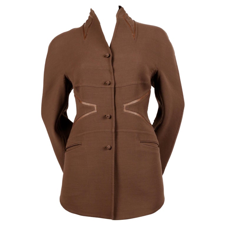 CHADO RALPH RUCCI brown wool jacket with metallic leather inserts at ...