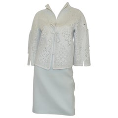 CHADO Ralph Rucci Cashmere Laser Cut Jacket + Skirt Set