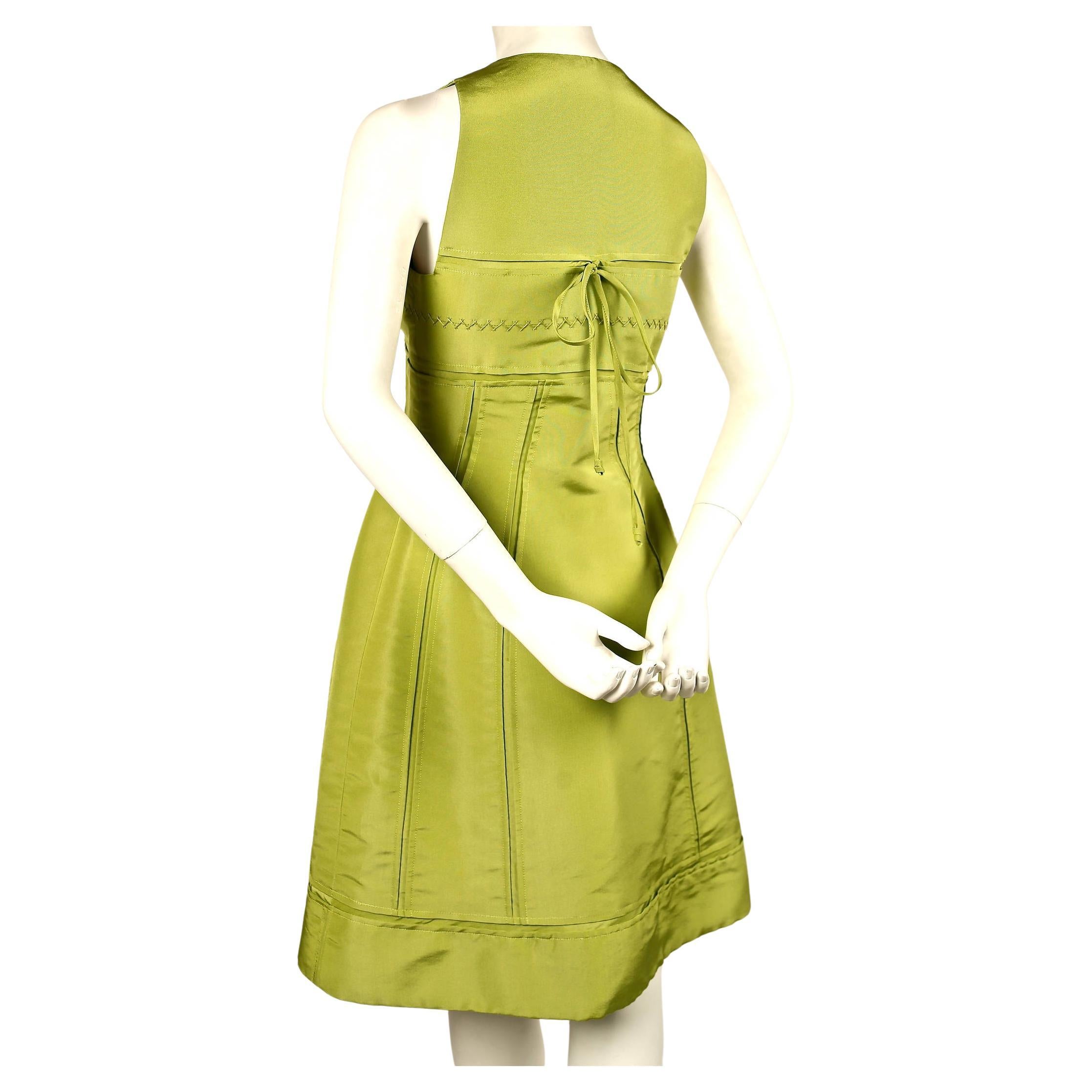 CHADO RALPH RUCCI chartreuse silk RUNWAY dress In Good Condition For Sale In San Fransisco, CA