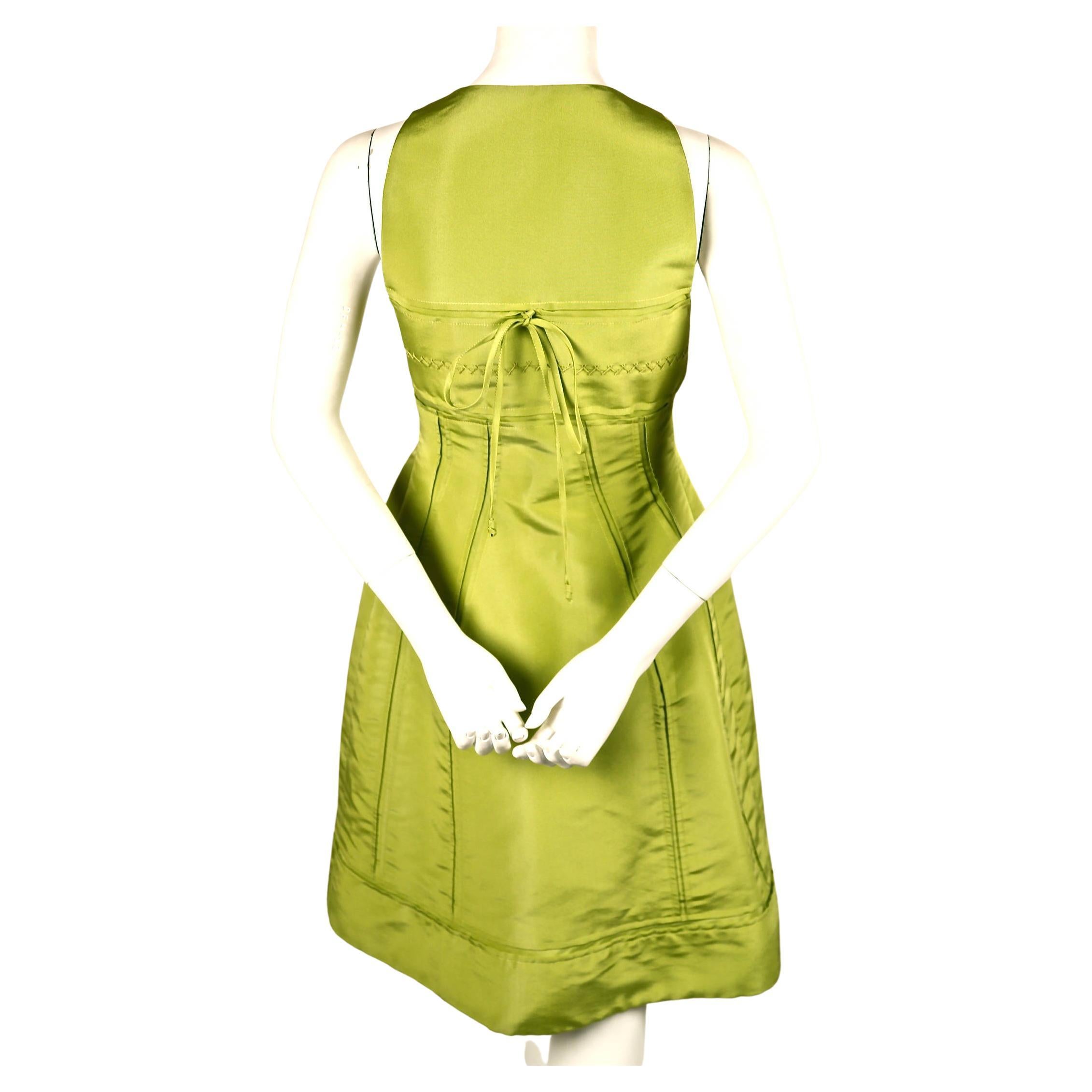 Women's CHADO RALPH RUCCI chartreuse silk RUNWAY dress For Sale