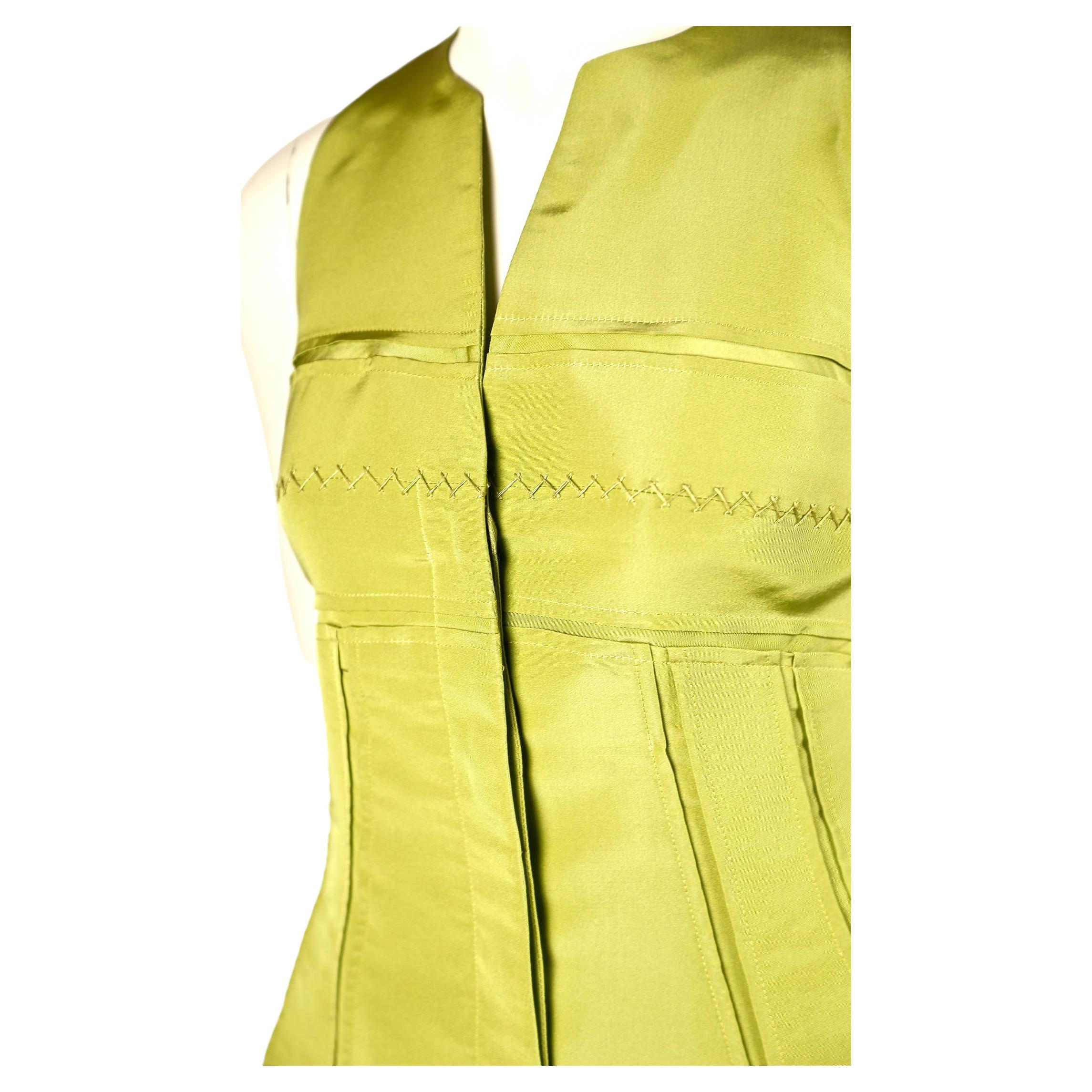 CHADO RALPH RUCCI chartreuse silk RUNWAY dress For Sale 1