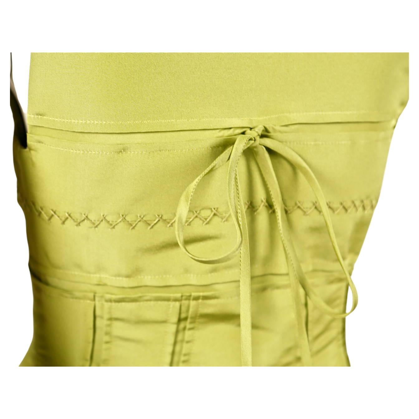 CHADO RALPH RUCCI chartreuse silk RUNWAY dress For Sale 2