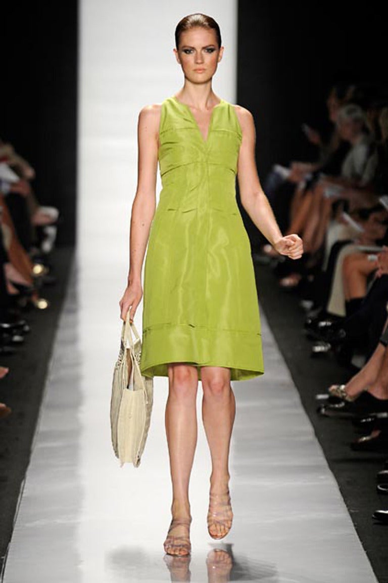 CHADO RALPH RUCCI chartreuse silk RUNWAY dress For Sale 4