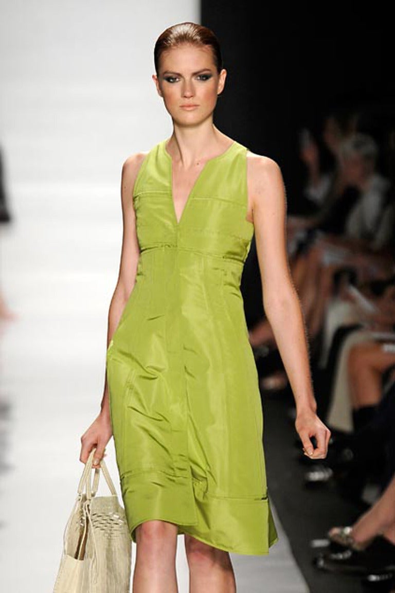 CHADO RALPH RUCCI chartreuse silk RUNWAY dress For Sale 5