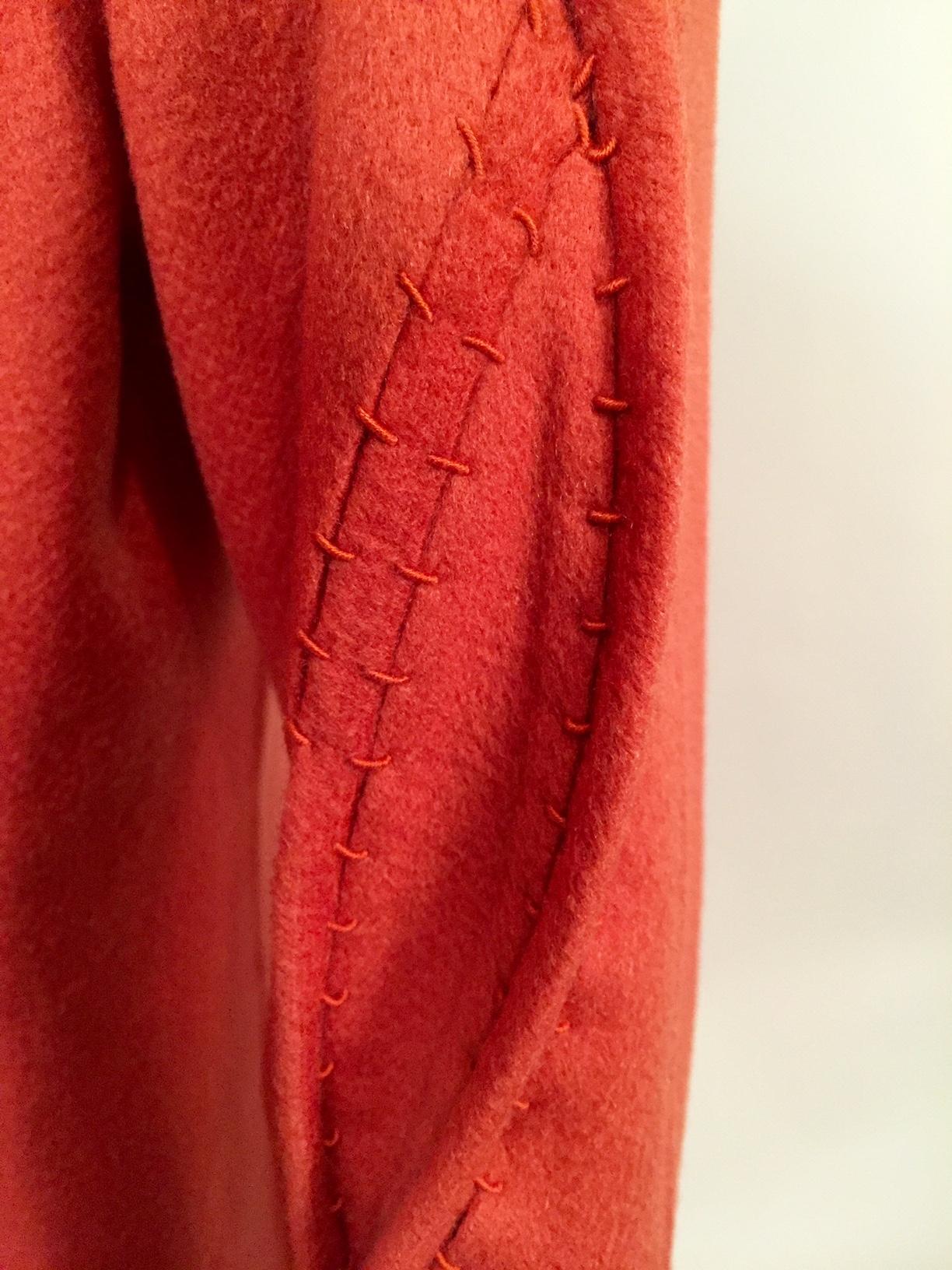 Chado Ralph Rucci Coral Cashmere Jacket Intricate Hand Finished Open Seams In Excellent Condition In New Hope, PA