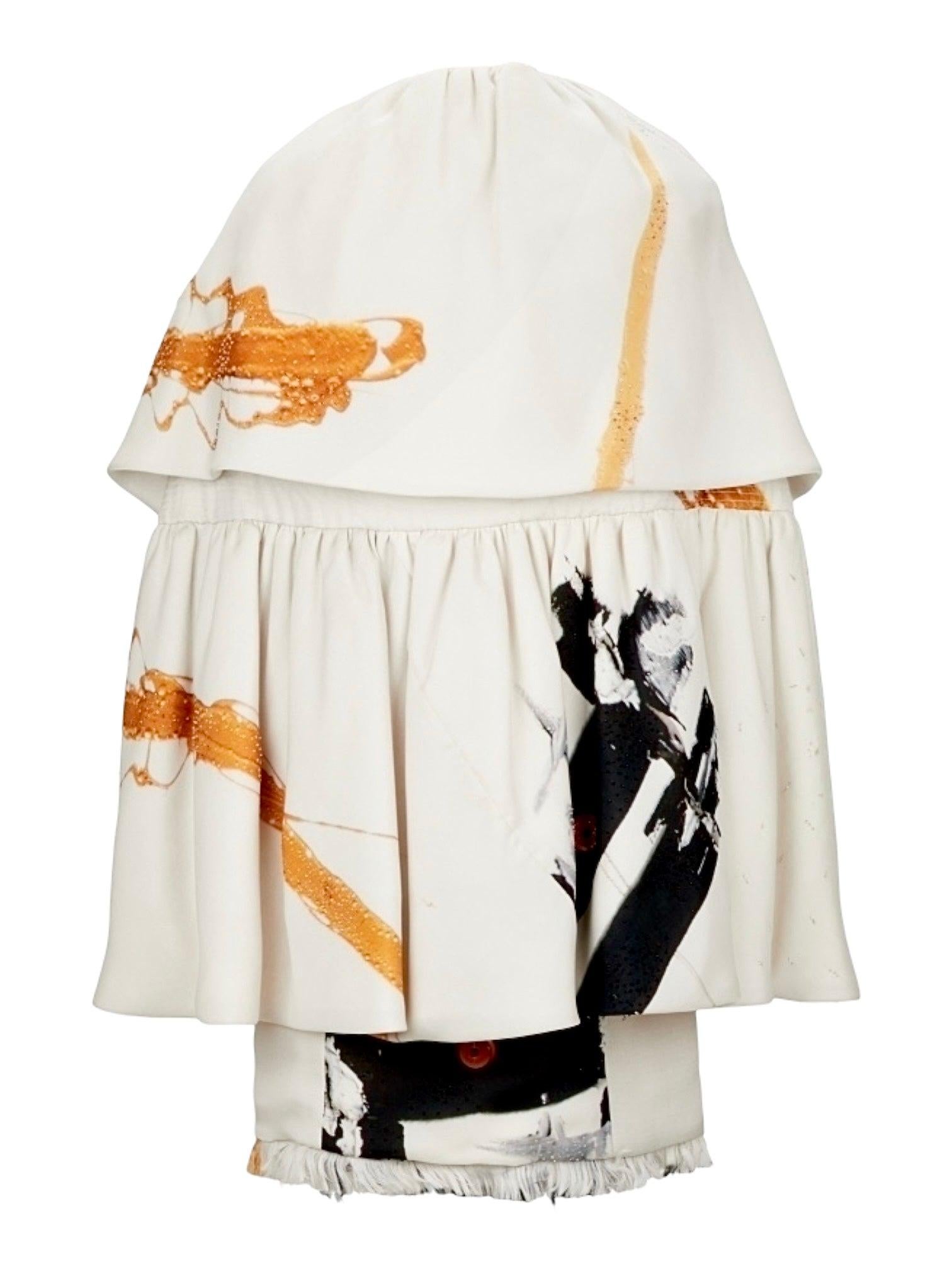 Conjunto de cóctel Chado Ralph Rucci Couture Y2K Paint Stroke Dress & Cape en Excelente estado para la venta en Los Angeles, CA
