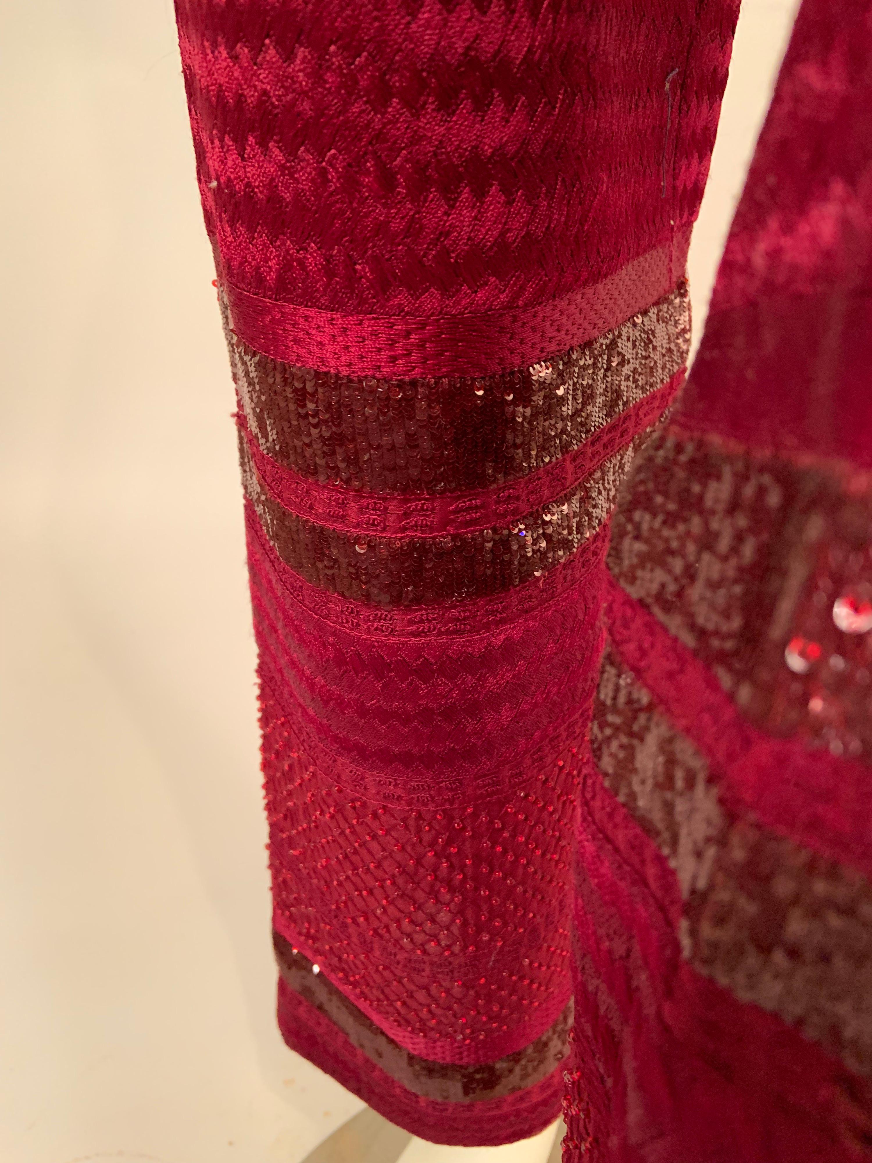 Chado, Ralph Rucci Cranberry Red Beaded and Woven Silk Pants For Sale 7