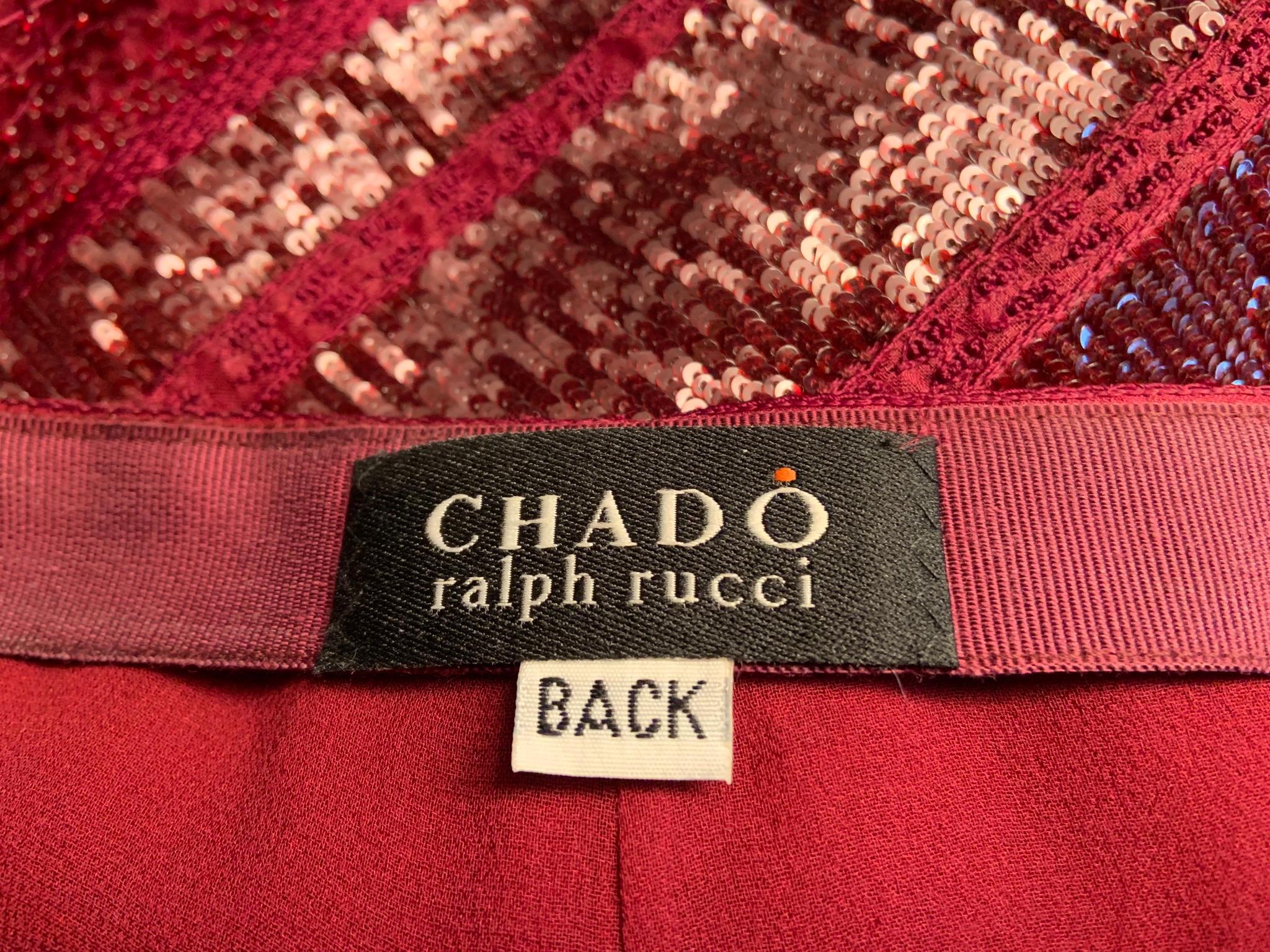 Chado, Ralph Rucci Cranberry Red Beaded and Woven Silk Pants For Sale 10