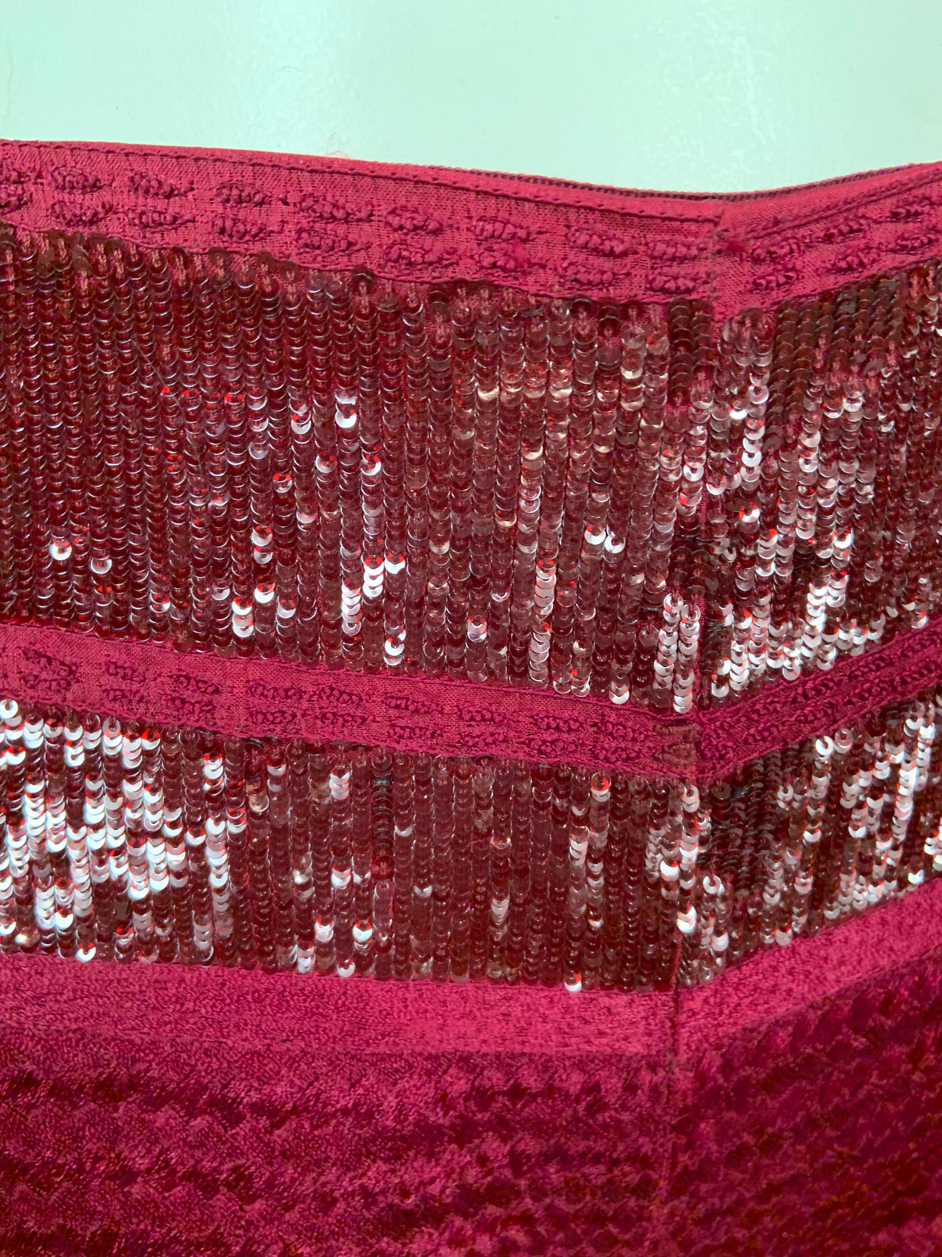 Women's Chado, Ralph Rucci Cranberry Red Beaded and Woven Silk Pants For Sale