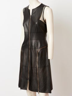 Chado Ralph Rucci Leather Dress With Zippers and Tulle Detail