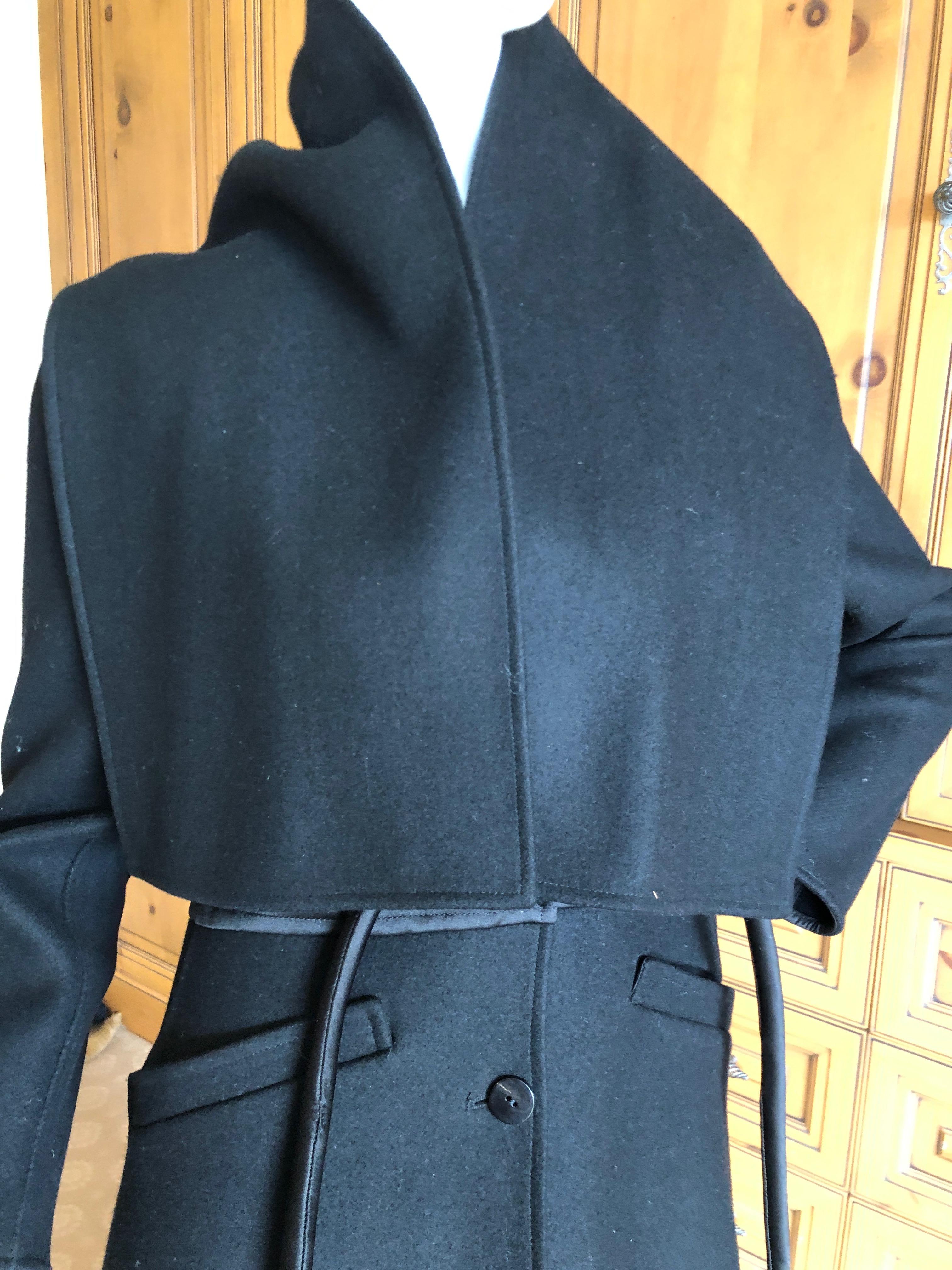 Chado Ralph Rucci Luxurious Long Black Coat with Obi Belt and Tassel Tie XS For Sale 5