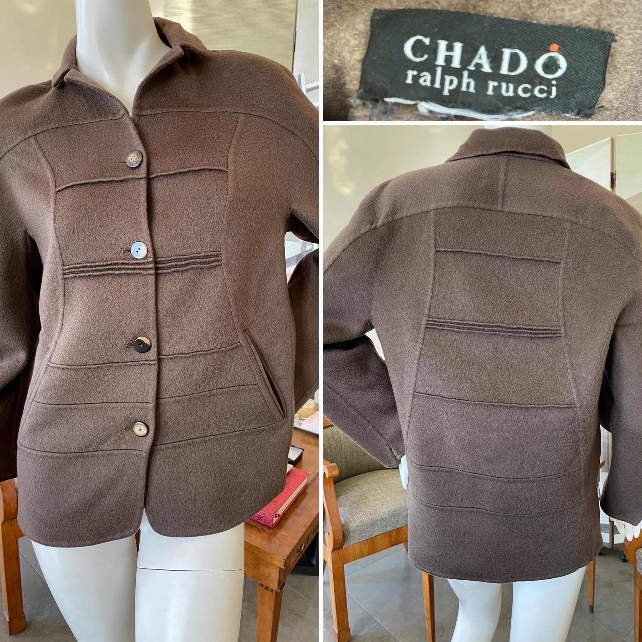 Chado Ralph Rucci Pure Cashmere Jacket.
Detailed to perfection as only Ralph can, pure luxe.
Pockets on the jacket are still sewn shut, I don't think this was ever worn.
No size tag, size M-L
Jacket 
Bust 40