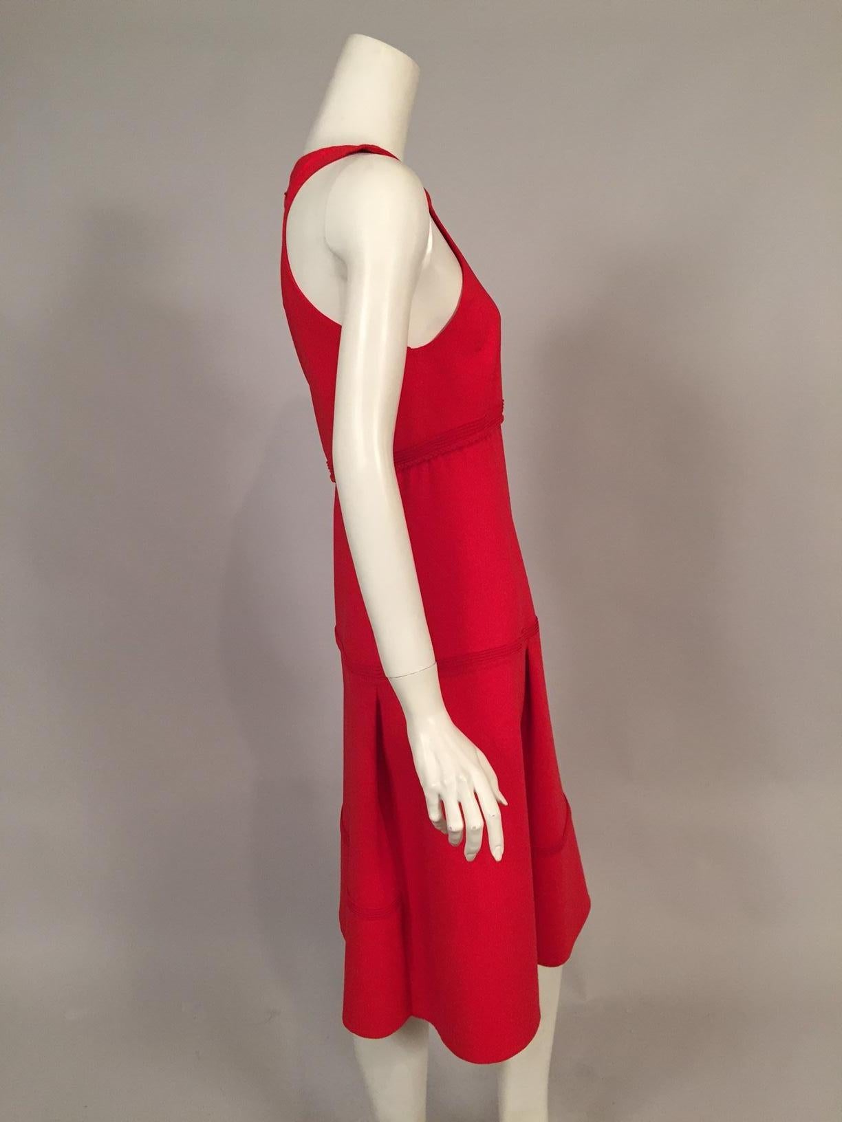Chado Ralph Rucci Vestido de Lana Ligera Rojo en venta 1
