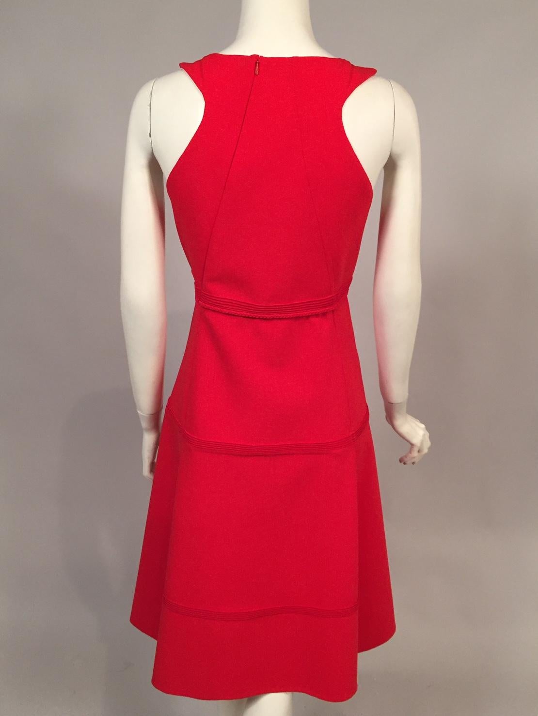 Chado Ralph Rucci Vestido de Lana Ligera Rojo en venta 2