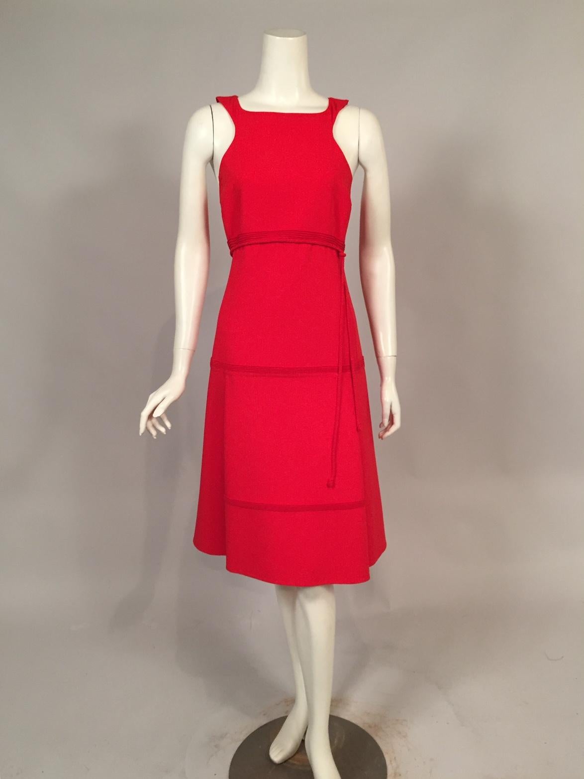 Chado Ralph Rucci Vestido de Lana Ligera Rojo en venta 4