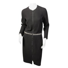 Chado Ralph Rucci Shagreen Trimmed Black Wool Dress or Coat Dress Chado Ralph Rucci Shagreen Trimmed Black Wool Dress or Coat Dress