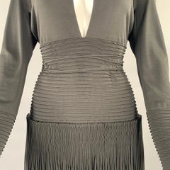 CHADO RALPH RUCCI Size M Black Pleated Deep Neck Knee-Length Dress