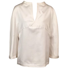 Chado Ralph Rucci Weißes Tunika-Top aus Baumwolle
