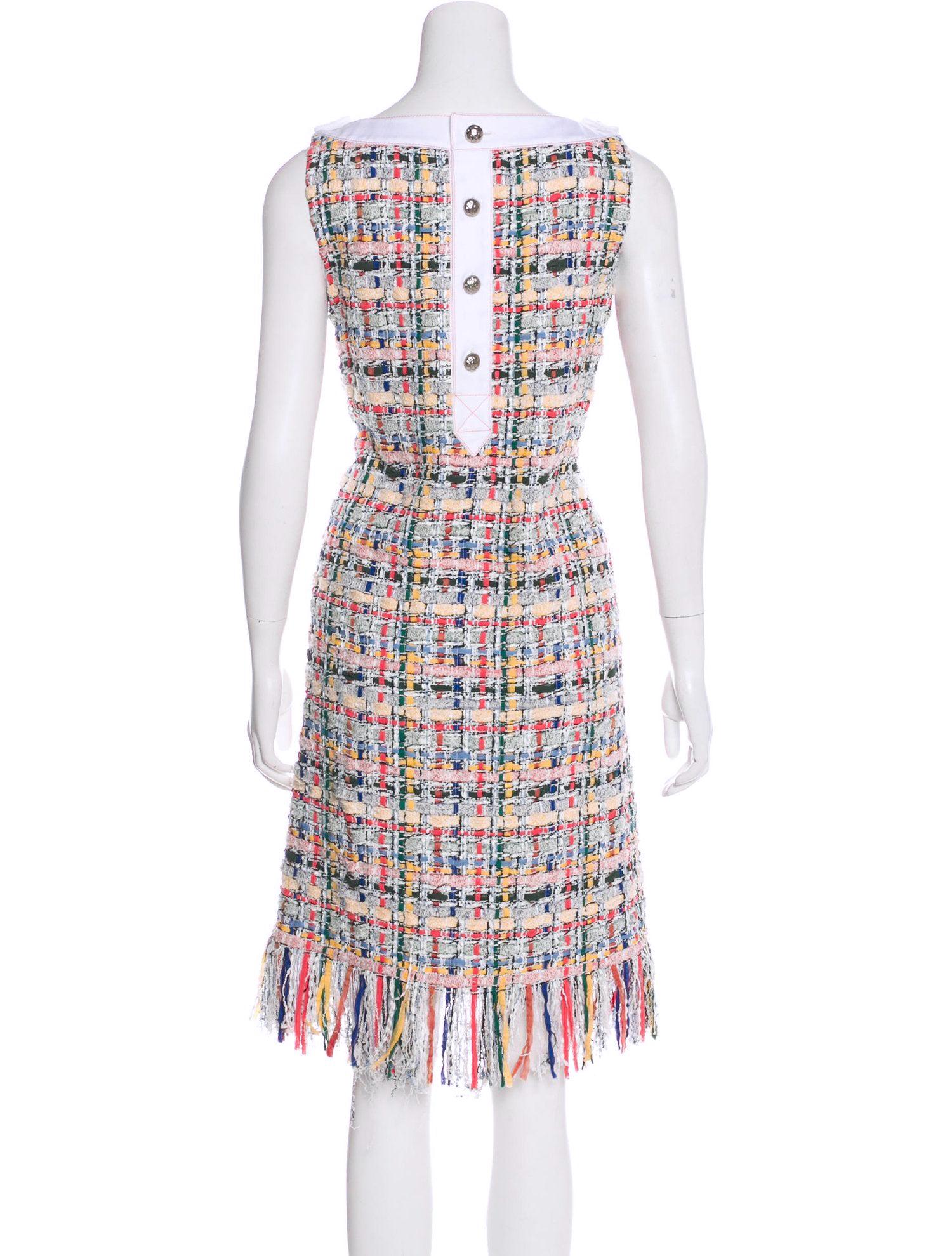 Chanel Ribbon Tweed CC Buttons Dress For Sale 1