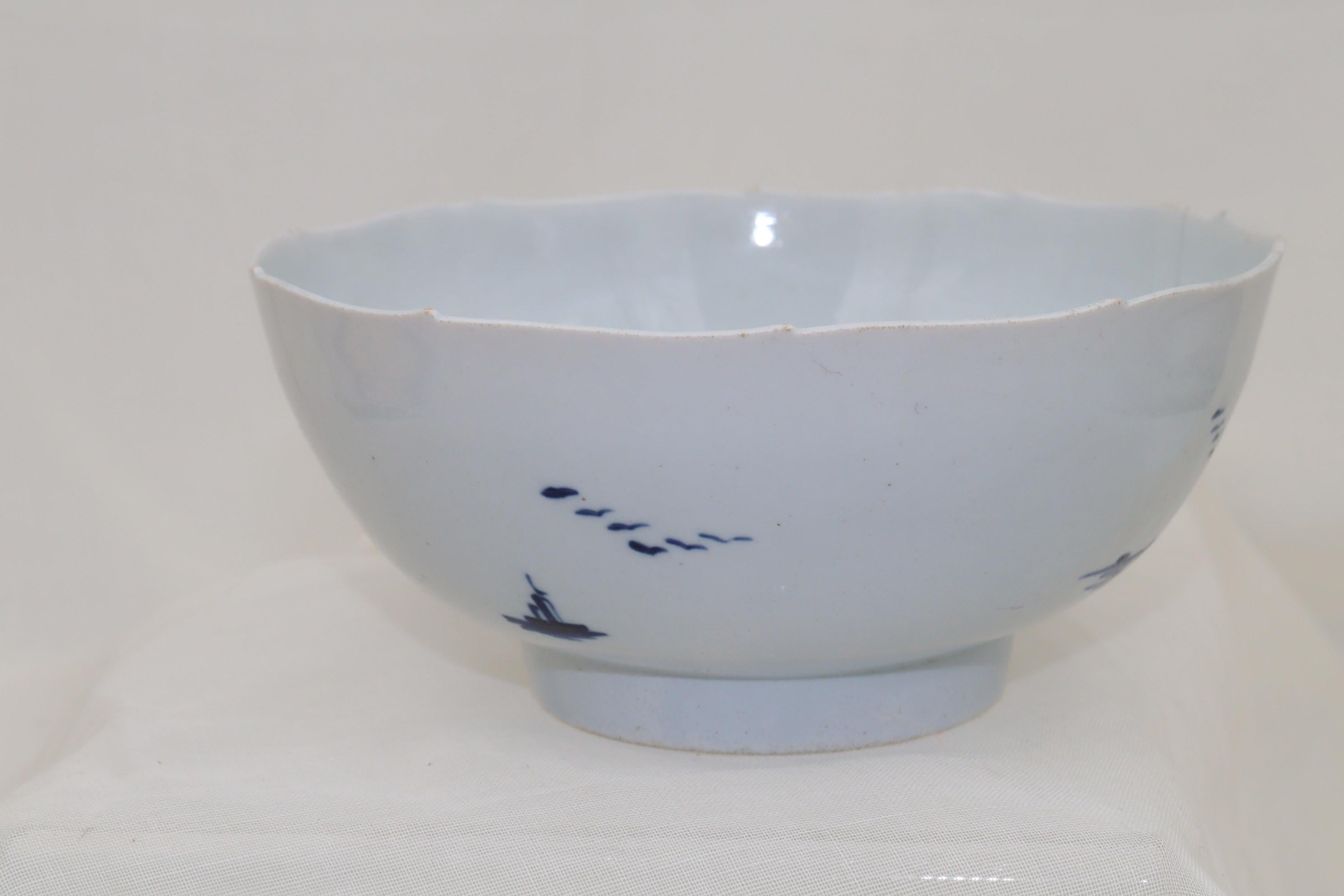 Hand-Painted Chaffers bowl Casual Fisherman pattern For Sale